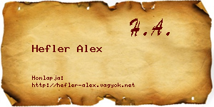 Hefler Alex névjegykártya
